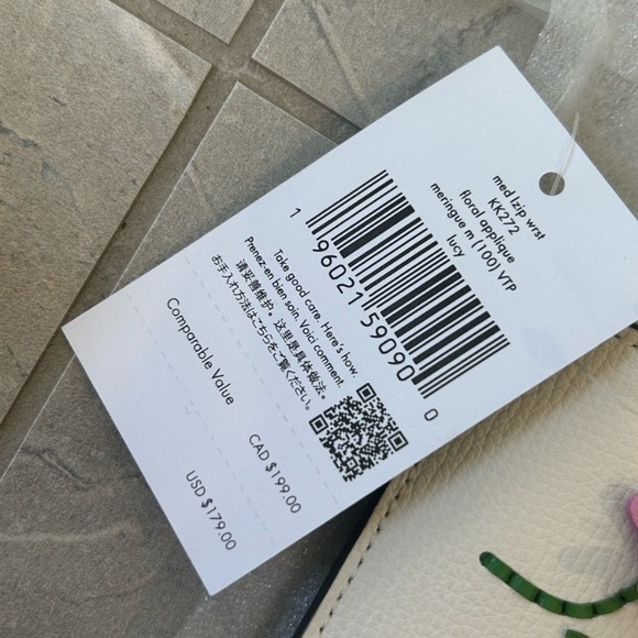 Kate Spade Cream Lucy Wristlet with Pink Floral 3D Accents - Picture 8 of 8